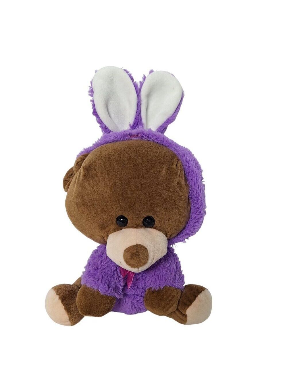 Brown Bear Purple Easter Bunny Ears Plush 14.5 Inch